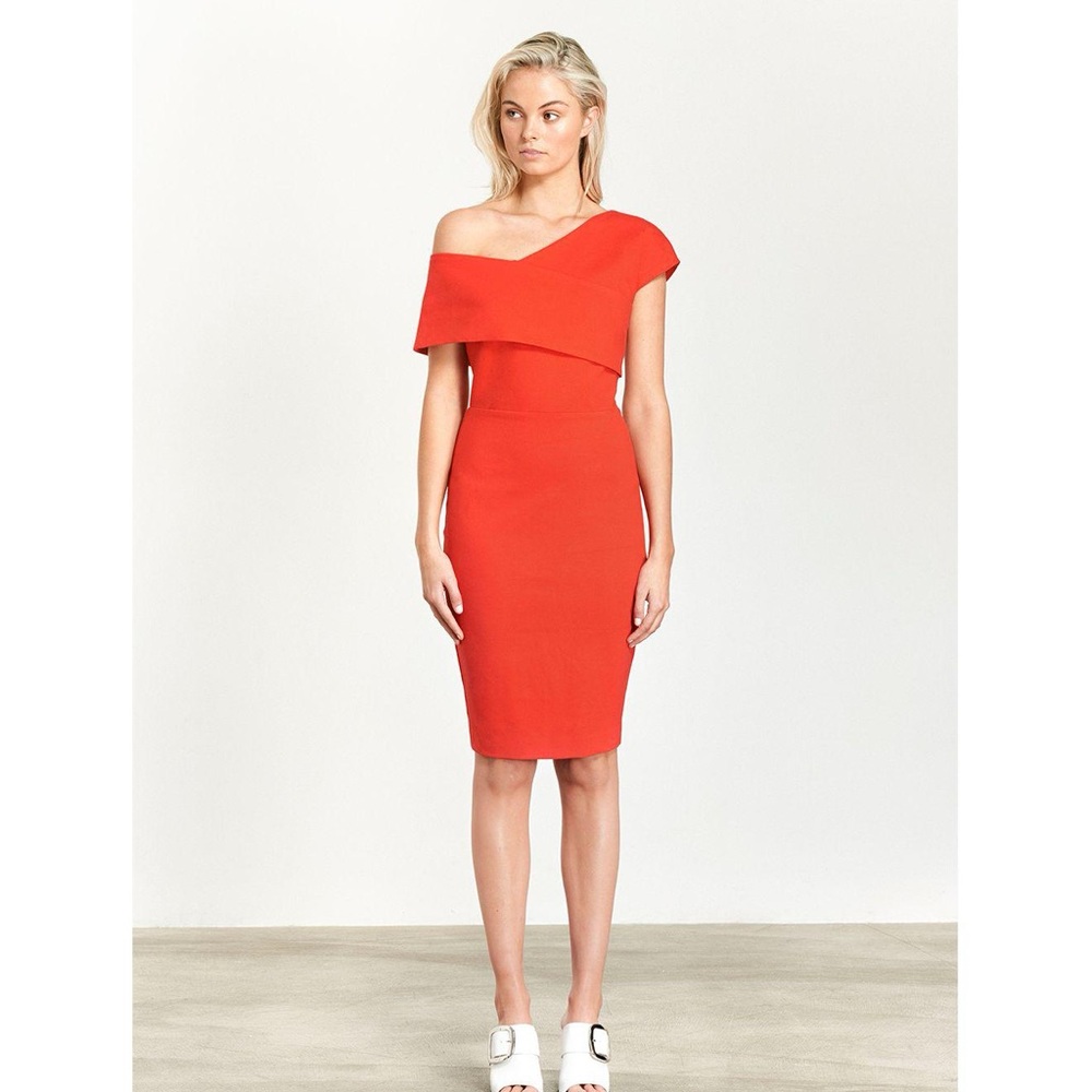 Elliatt Emulate One Shoulder Red Flame Popover Mini Dress Size Small Bodycon